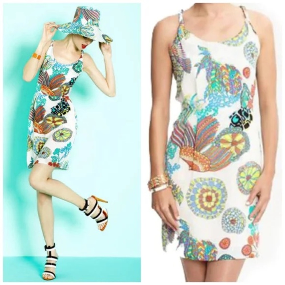 Vintage Banana Republic Trina Turk silk dress size 0 summer‎ 2012
